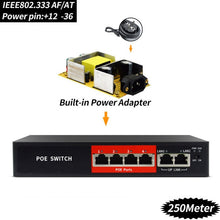 Load image into Gallery viewer, 48V Network POE switch Ethernet with 8 10/100Mbps Ports IEEE 802.3 af/at Suitable for IP camera/Wireless AP/CCTV camera system